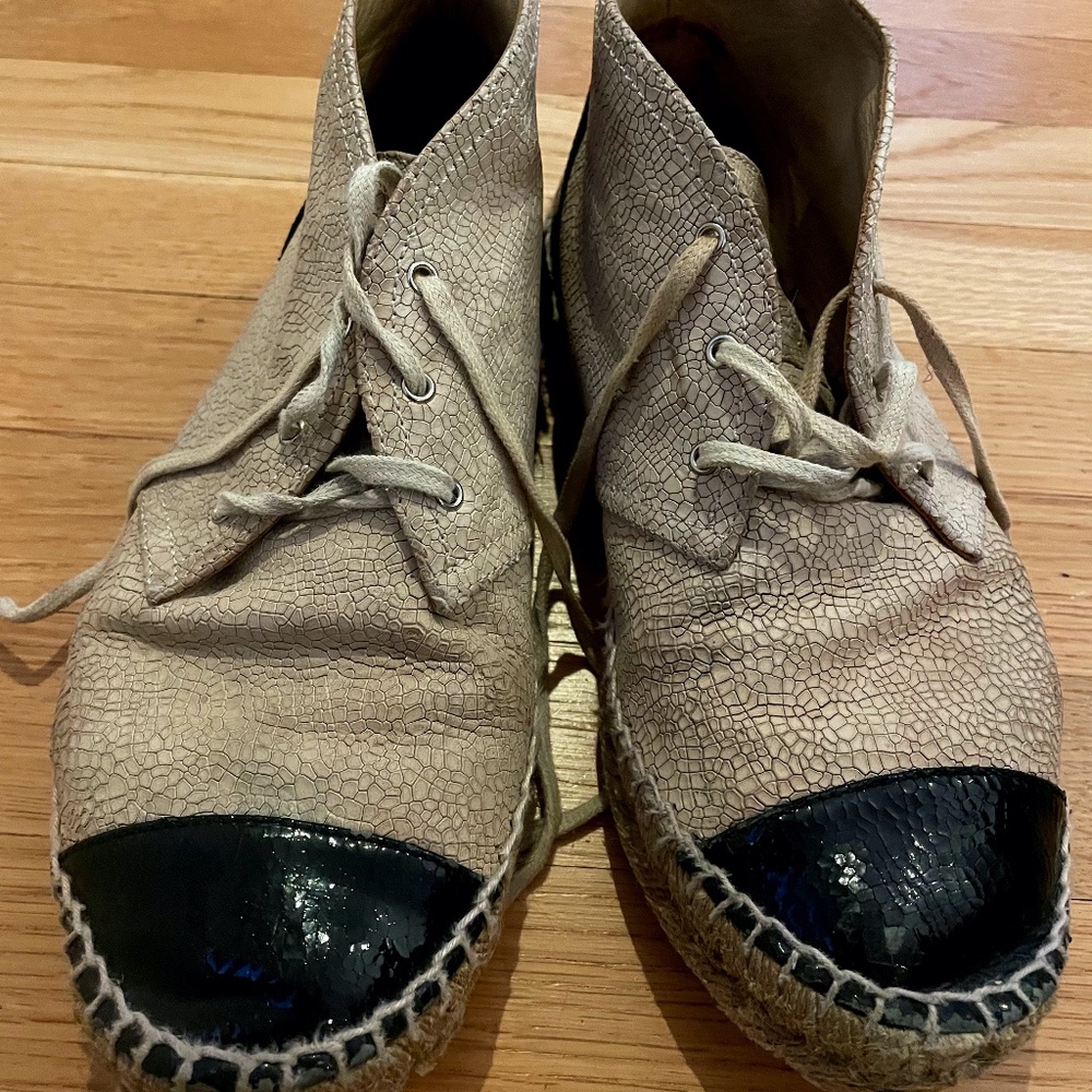 Chanel Interlocking CC Logo Lambskin  Espadrille Hightops